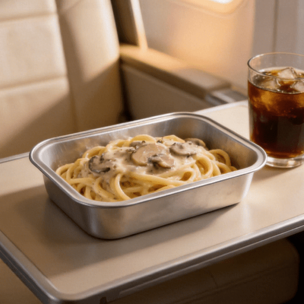 340ml Deep Rounded Rectangle Aluminum Container | Airline Meal Food Tray