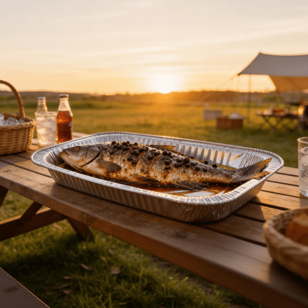 Large Aluminum Fish Plate | 2100ml Disposable Seafood Tray