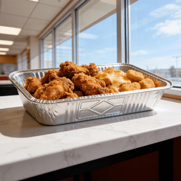 Long Rounded Squared Aluminum Tray | Disposable Food Container