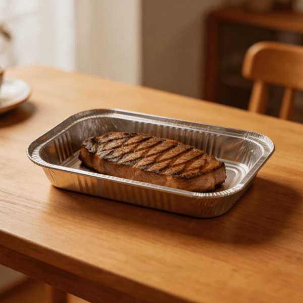 Deep Rounded Aluminum Plate | Rectangular Disposable Food Container & Catering Tray
